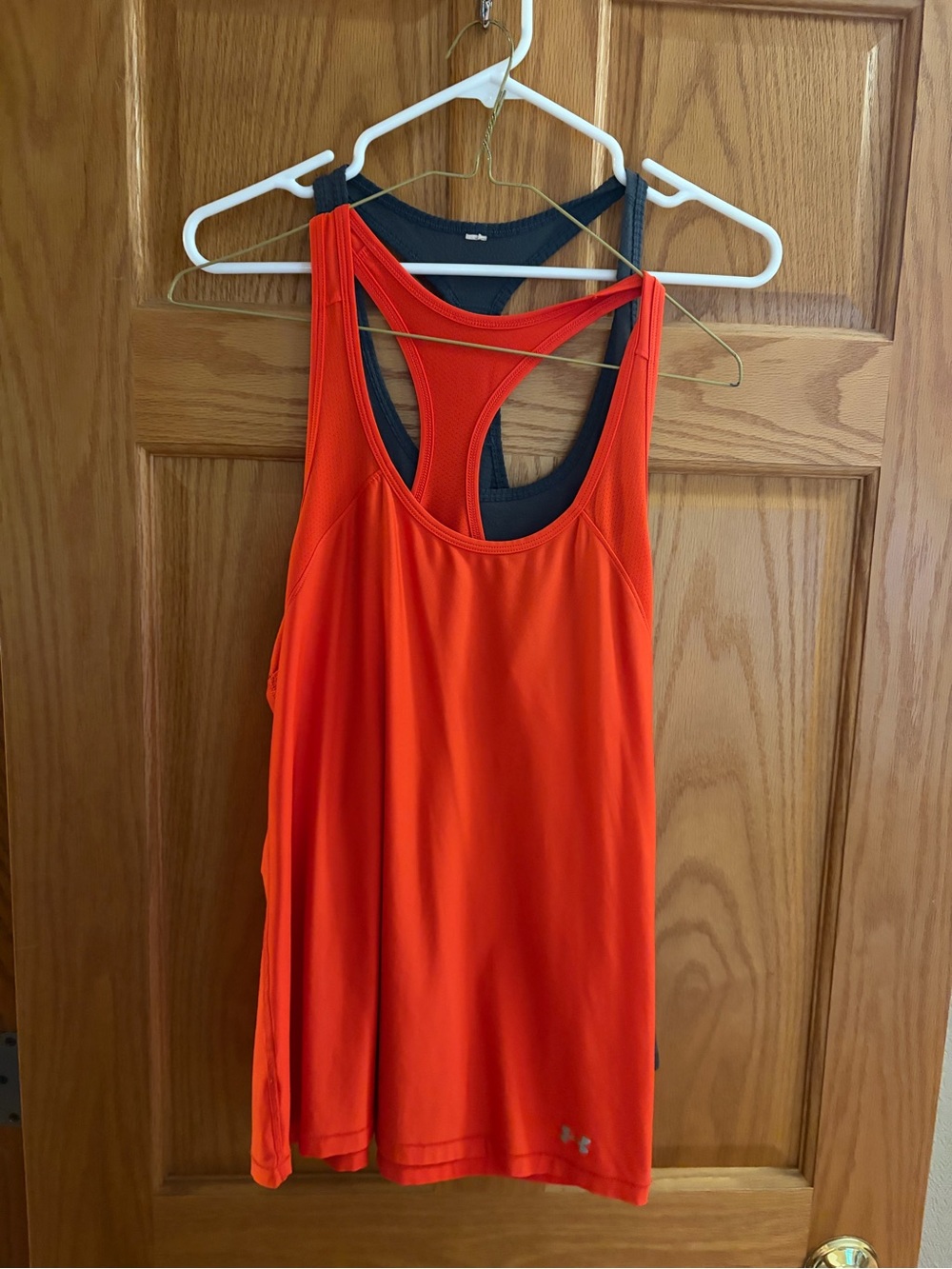 Under Armour Women's Orange and Black Racerback Tank Top